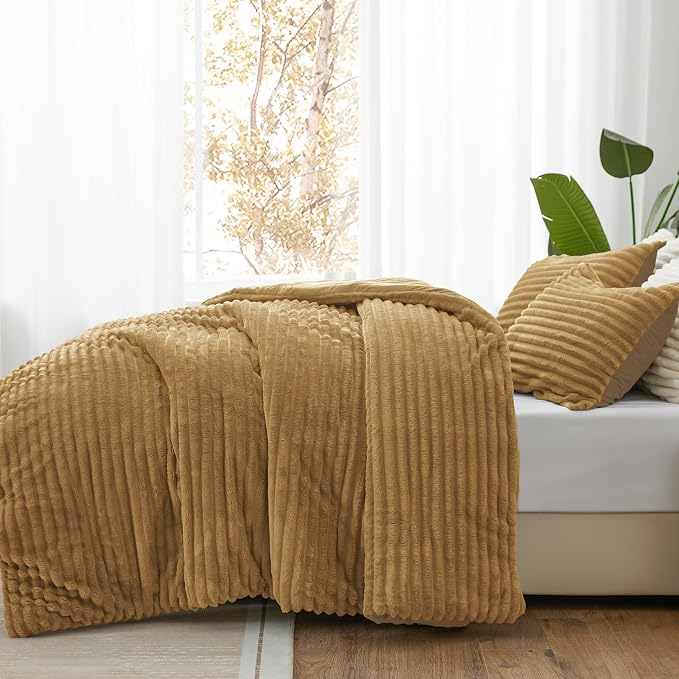 BEDELITE Fleece Queen Comforter Set -Super Soft & Warm Fluffy Brown Bedding - Image 2