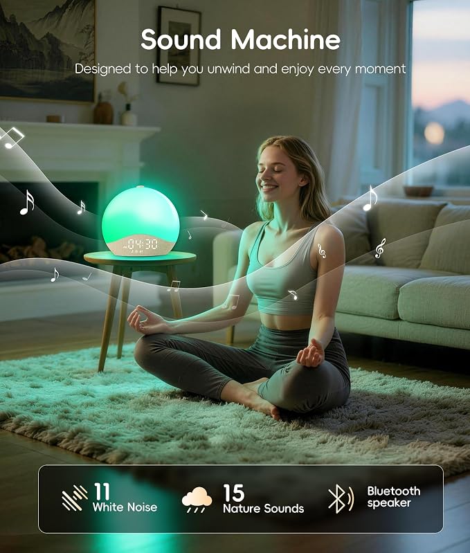 ecozy Sunrise Alarm Clock for Bedroom, 26 Soothing Sounds, 17 Night Lights - Image 6