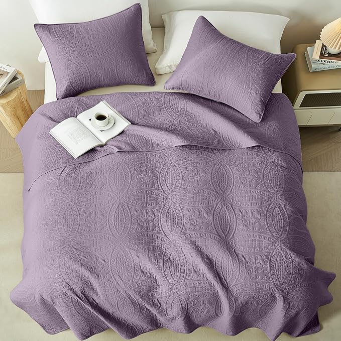 akkialla Grayish Purple Twin Quilt Set, Ultrasonic Lightweight Bedspread - Image 3
