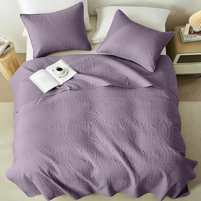 akkialla Grayish Purple Full/Queen Quilt Set, Ultrasonic Lightweight Bedspread - Image 3