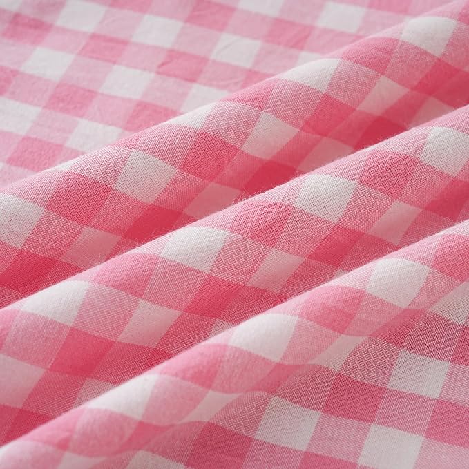 Pink/White Gingham Body Pillow Sham 20x54 inches, 100% Washed Cotton Ruffled - Image 7