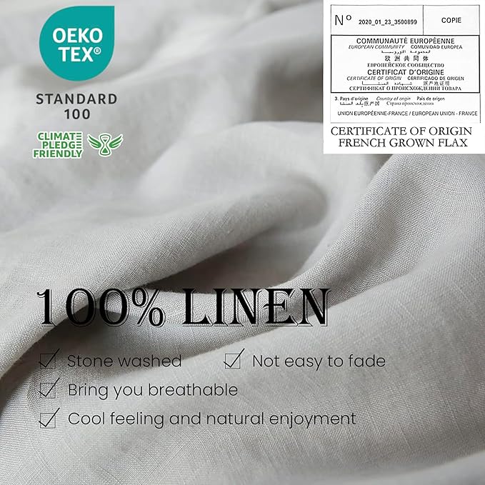Simple&Opulence 100% Linen Duvet Cover Set 3pcs Basic Style Natural French - Image 2