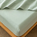 MooMee Fitted Bottom Sheet Only 100% Washed Cotton Linen Like Textured by MOOMEE