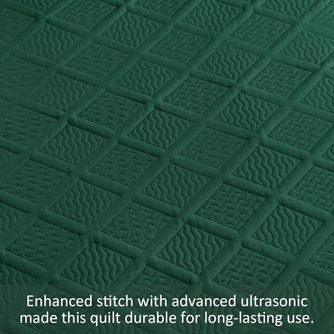Yiran Quilts King Size, Emerald Green Spring Summer Bedspread Bedding Set - Image 6