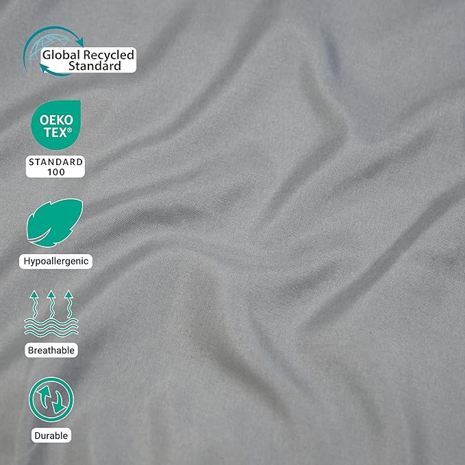 ZPECC King Flat Sheet Only 1 Pack, Durable Light Gray Top Bed Sheets - Image 2