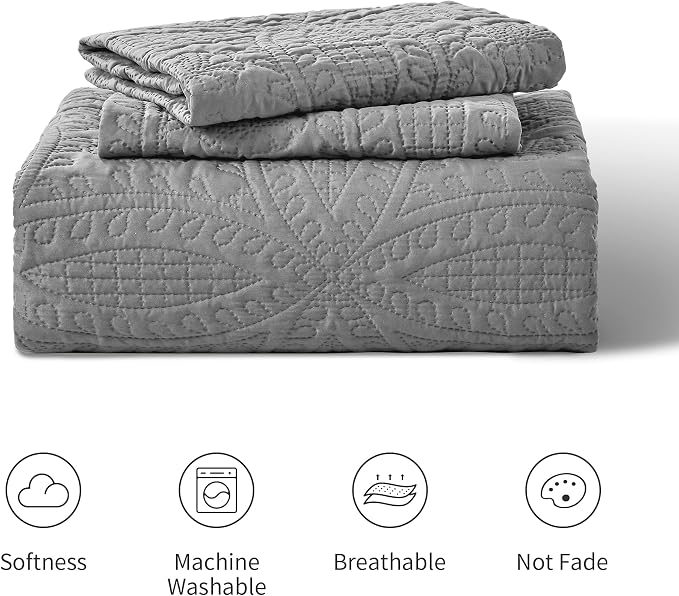 Love's cabin Quilts for Full Bed Grey Bedspreads Bedding Set - Image 7