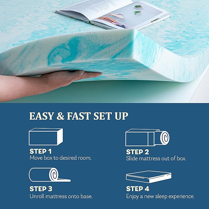 EGO Topper 2 Inch Twin Memory Foam Mattress Topper, Gel Foam Mattress Topper - Image 5
