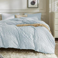JELLYMONI Baby Blue Duvet Cover King Size, Soft Breathable Seersucker Duvet by JELLYMONI