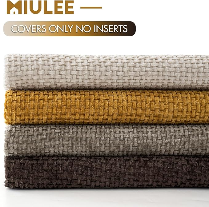 MIULEE Pack of 4 Couch Throw Pillow Covers 20x20 Inch Neutral Gold/Brown Soft - Image 6
