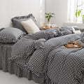 MKXI Black and White Gingham Duvet Cover Twin XL, 3-Piece Ruffled Bedding Set by MKXI