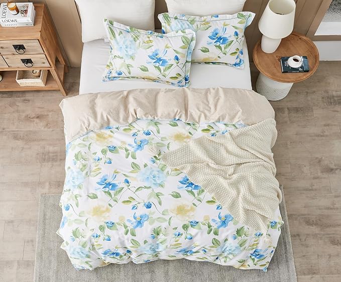 SLEEPBELLA Duvet Cover King, 600 Thread Count Cotton 3pcs Bedding Set Blue - Image 2