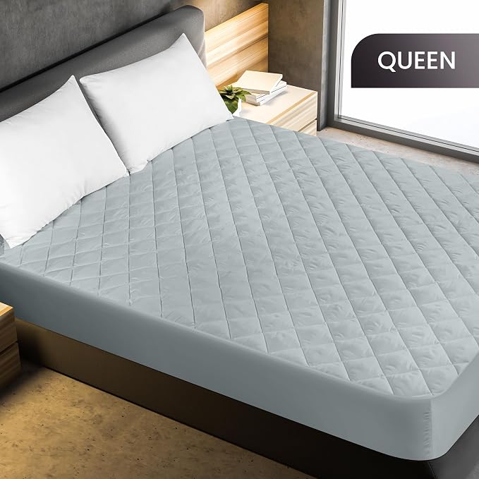 Utopia Bedding Quilted Fitted Mattress Pad, Queen Size, Elastic Fitted Mattress - Image 2