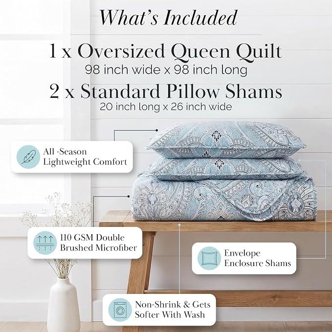 Southshore Fine Living, Inc. Full/Queen Quilt Bedding Set, Paisley Full Size - Image 2