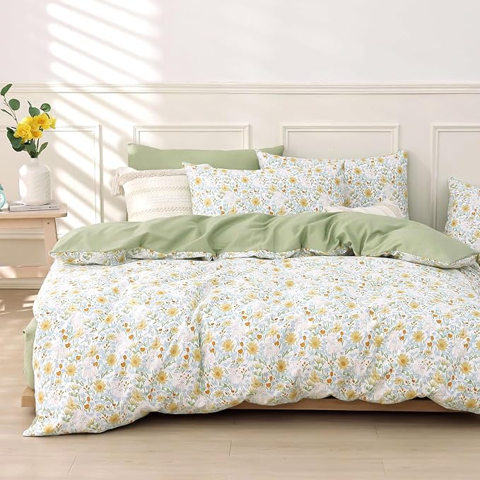 LEMIROE Floral Cotton Comforter King Size 3Pcs by LEMIROEBEDDING