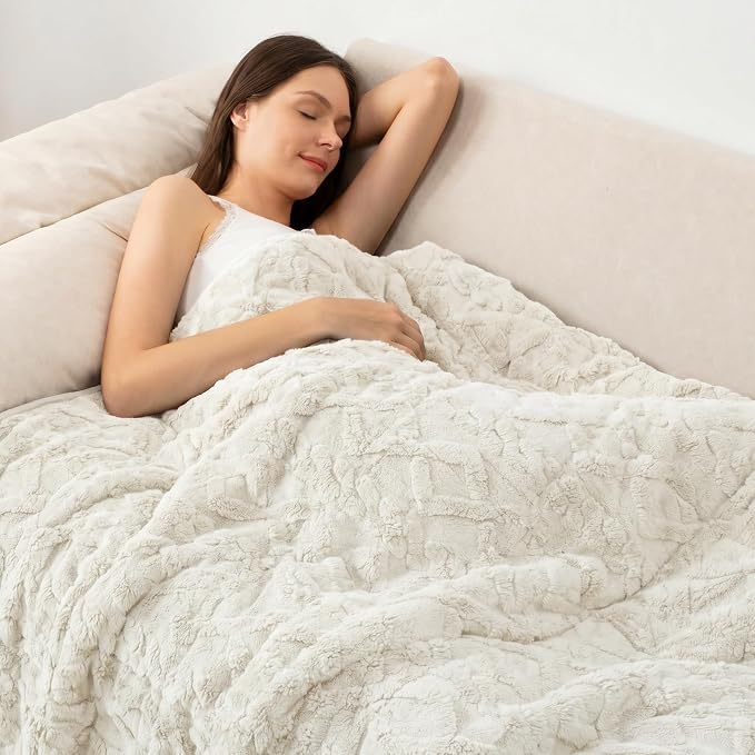 Wemore Weighted Blanket for Adults Twin Size 15 lbs, Dual Sided Soft Fuzzy by WemoreDirect