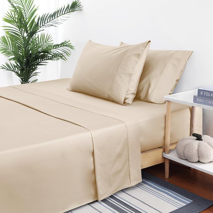Flat Sheet Only Queen Size, 400 TC 100% Egyptian Cotton Flat Sheet -Beige - Image 5