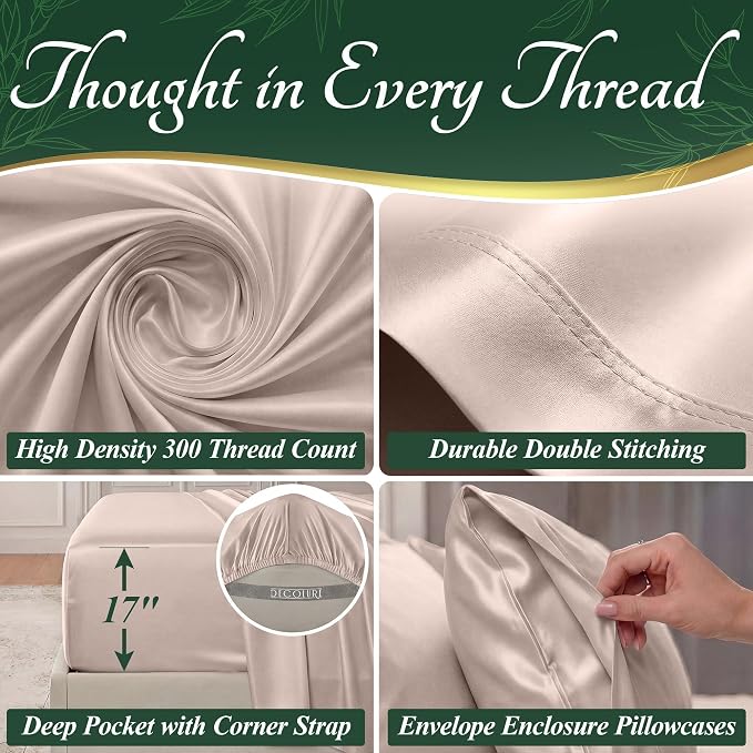 DECOLURE 100% Viscose Derived from Bamboo Sheets Twin Size - Image 4