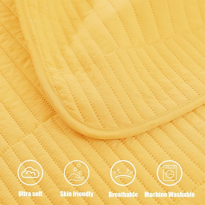 Whale Flotilla Ultra Soft King Quilt Bedding Set, Lightweight Microfiber Yellow - Image 9