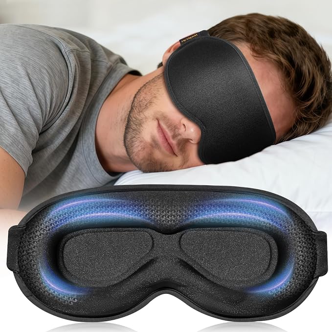 Weighted Blackout Sleep Mask for Men, 3D Contoured Zero Eye Pressure, by FACEMOON