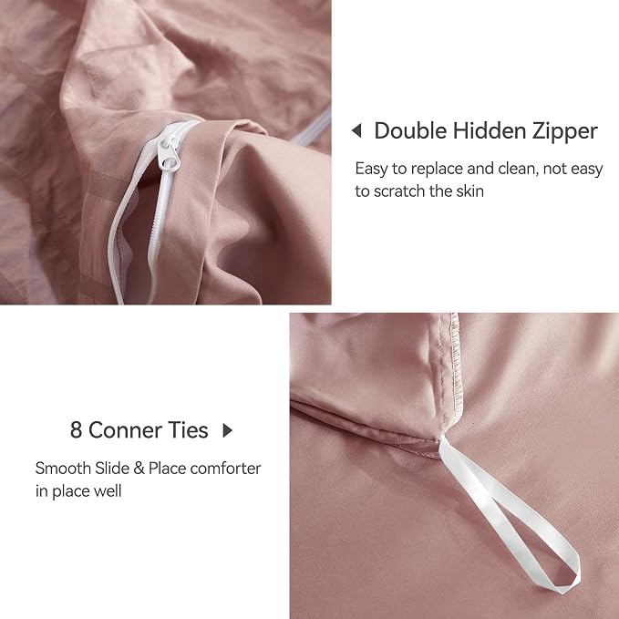 JELLYMONI Smokey Pink Duvet Cover King Size, Soft Breathable Seersucker Duvet - Image 5