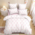 Nayoroom Pink Bow Duvet Cover Queen Size Heart Duvet Cover Coquette Bedding Set by Nayoroom