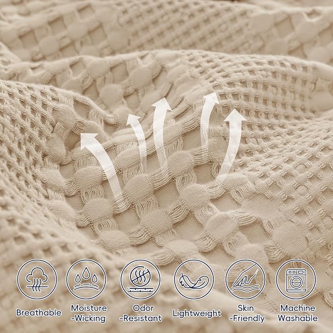 PHF Cooling Waffle Blanket Queen Size, Lightweight 60% Rayon from Bamboo & 40% - Image 4