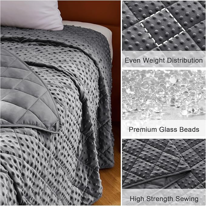 Grey Weighted Blanket for Adults 20lbs, Twin Full Size Cooling Minky Heavy - Image 6