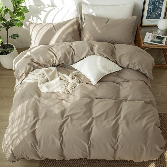 MooMee Bedding Duvet Cover Set 100% Washed Cotton Linen Like Textured - Image 5