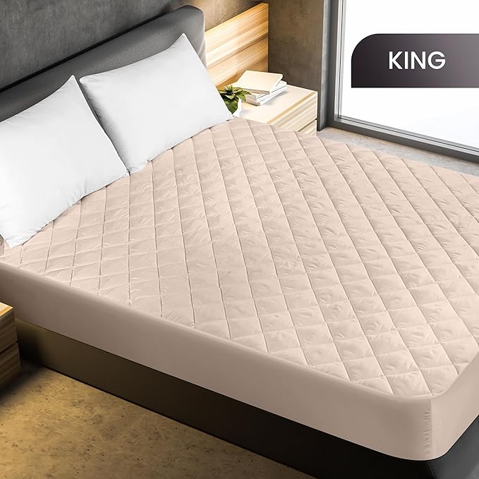 Utopia Bedding Quilted Fitted Mattress Pad, King Size, Elastic Fitted Mattress - Image 2