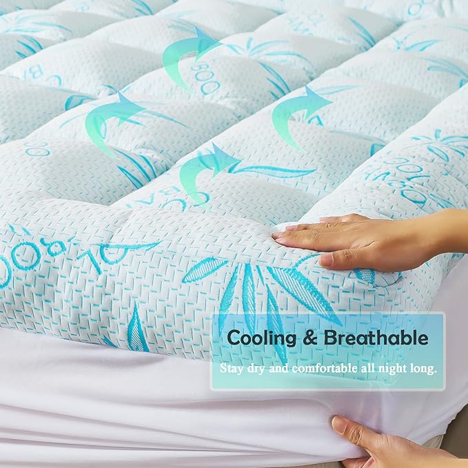 WhatsBedding 5 Inch Queen Mattress Topper Breathable Bamboo Viscose Air Layer - Image 5