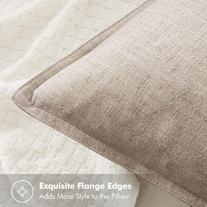 MIULEE Decorative Linen Pillow Covers 20x20 Inch Natural Linen Boho Farmhouse - Image 2