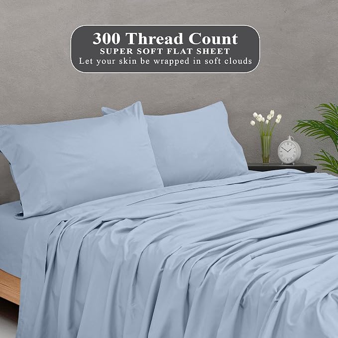 Royale Linens 300 Thread Count 100% Long Staple Combed Cotton Flat Sheet - Image 5