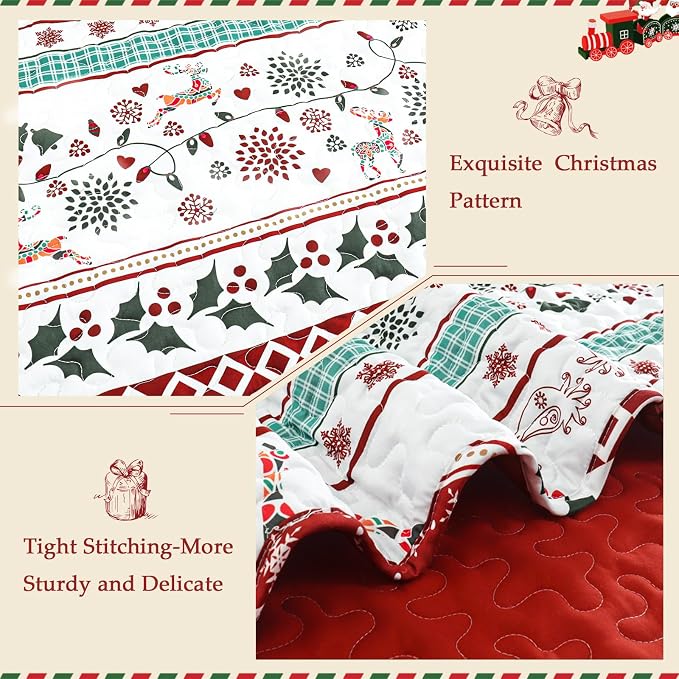 Exclusivo Mezcla Reversible Christmas Quilts Queen Size - Image 4