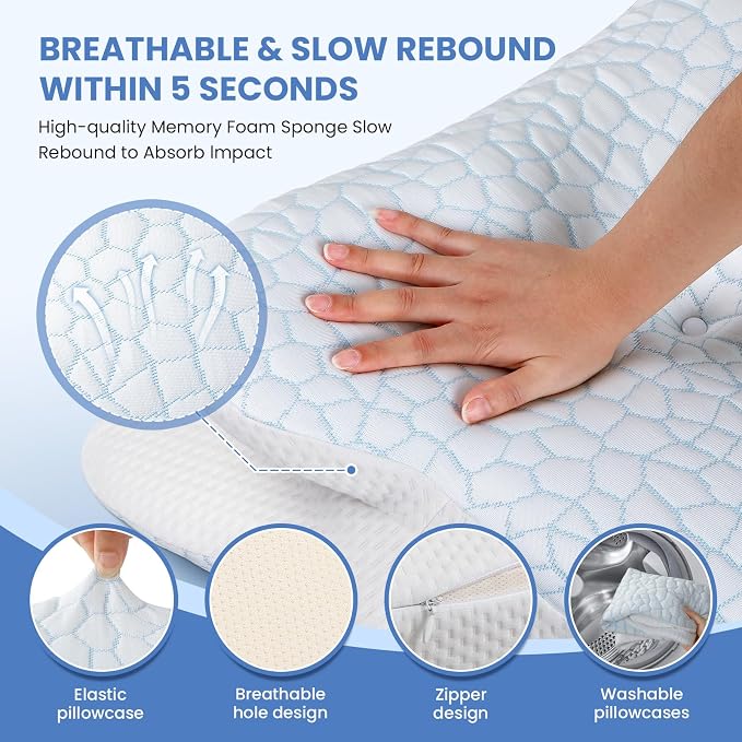JINXIA Cervical Neck Pillow for Neck and Shoulder, Odorless Memory Foam Pillow - Image 6