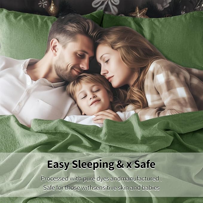 LBRO2M 100% Pure Linen Sheet Set Deep Pocket Up to 16" Bed Sheets Sets - Image 6