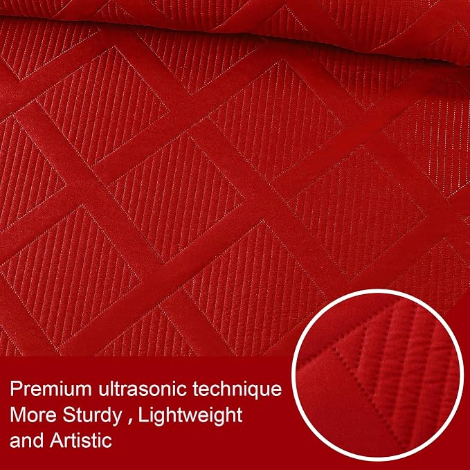Exclusivo Mezcla King Quilt Set- Red Quilts Bedding Set - Image 4