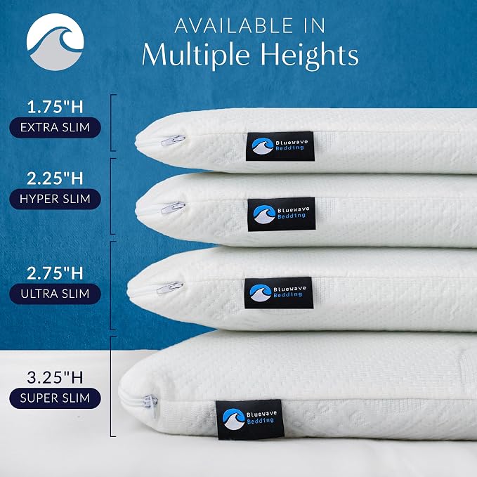 Bluewave Bedding Ultra Slim Gel Memory Foam Pillow - Image 7