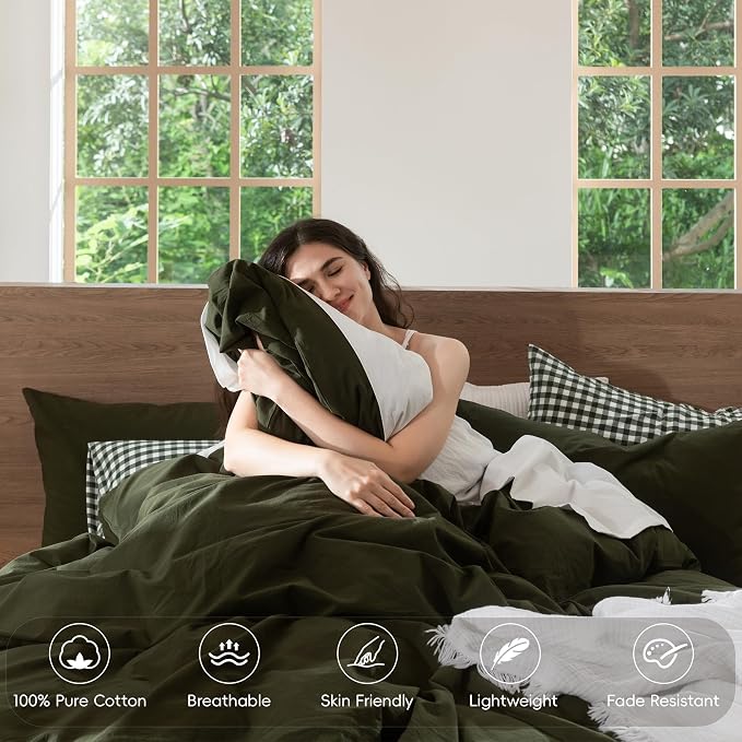 MooMee Bedding Duvet Cover Set 100% Washed Cotton Linen Like Textured - Image 2
