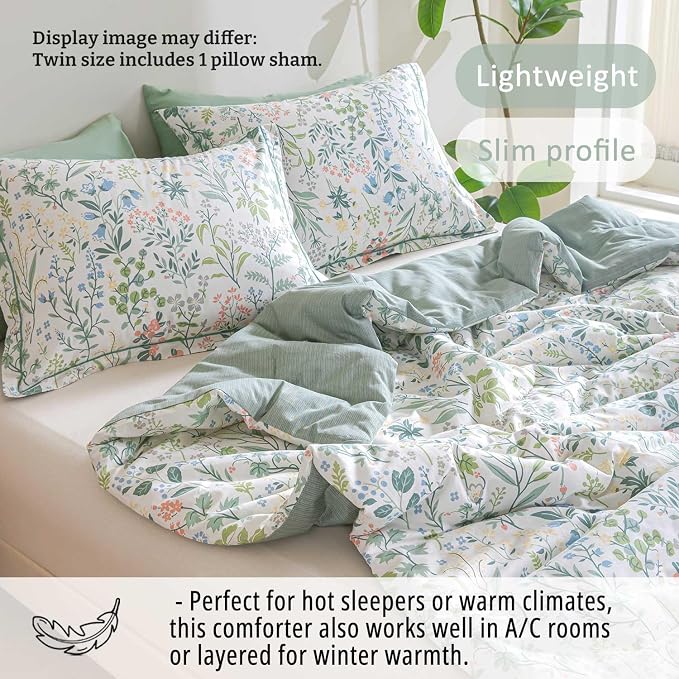 LEMIROE Floral Cotton Comforter Twin Size - Image 3