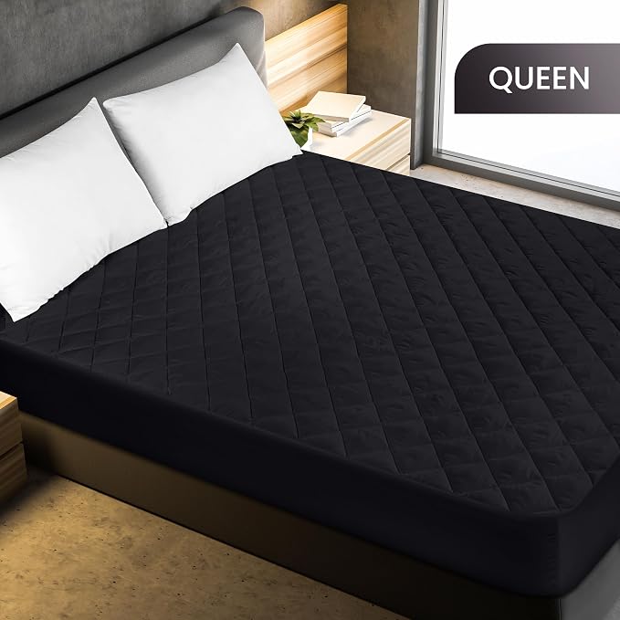 Utopia Bedding Quilted Fitted Mattress Pad, Queen Size, Elastic Fitted Mattress - Image 2