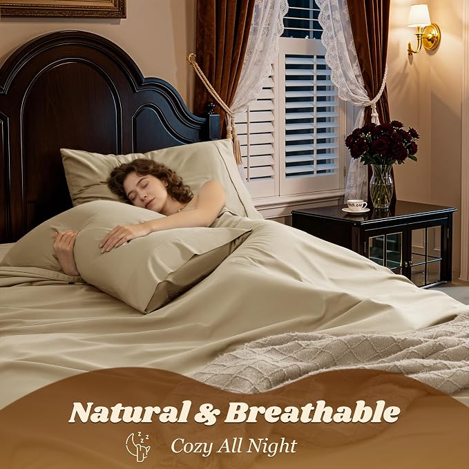 LBRO2M 1000 Thread Count 100% Egyptian Cotton Sheets Set King, 4 Piece Sets Bed - Image 5