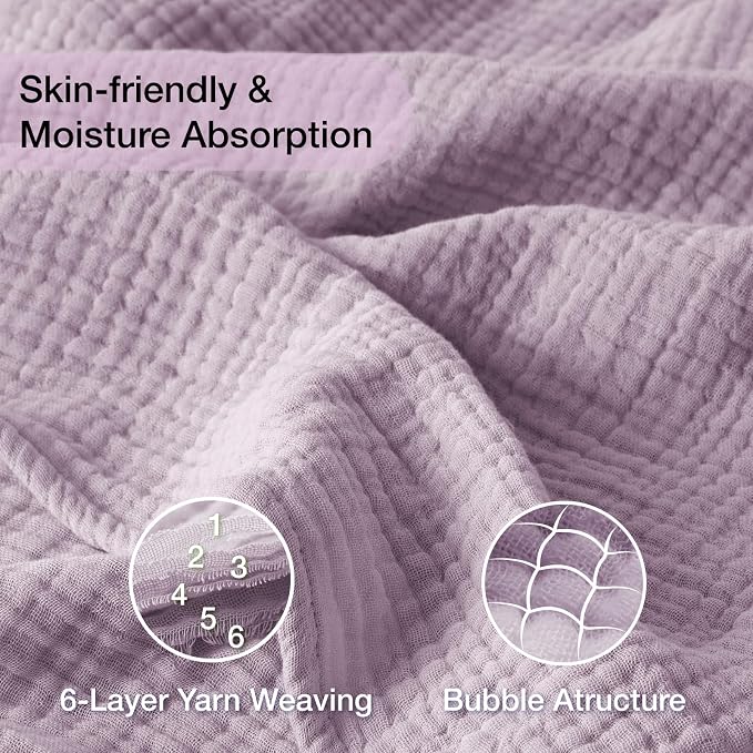 100% Cotton Muslin Blanket 40" x 40", Breathable and Lightweight Cotton Throw - Image 4