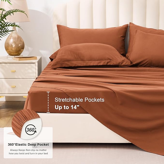 Love's cabin Queen Comforter Set Burnt Orange, 7 Pieces Queen Bed in a Bag - Image 6