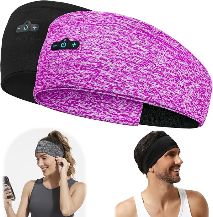 BORAYDA 2-Pack Bluetooth Headband, 18 Hours Play Time, HD Stereo, Built-in by BORAYDA