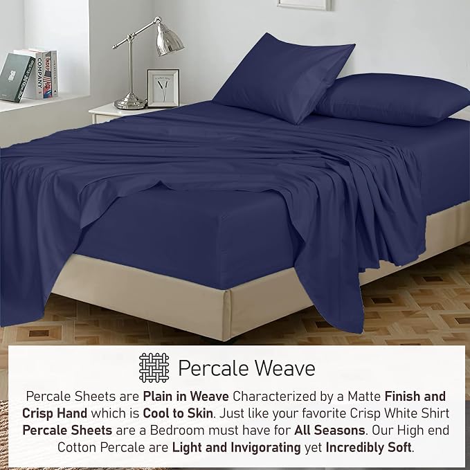 RUVANTI 100% Cotton Sheets – Twin XL Size Percale Bedding, Cooling & Breathable - Image 4