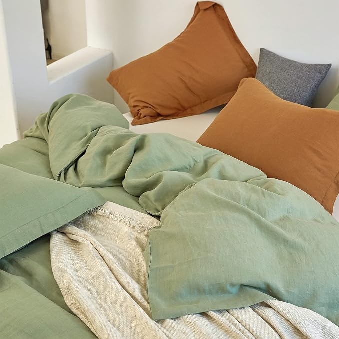 Simple&Opulence 100% Linen Duvet Cover Set 3pcs Basic Style Natural French - Image 8