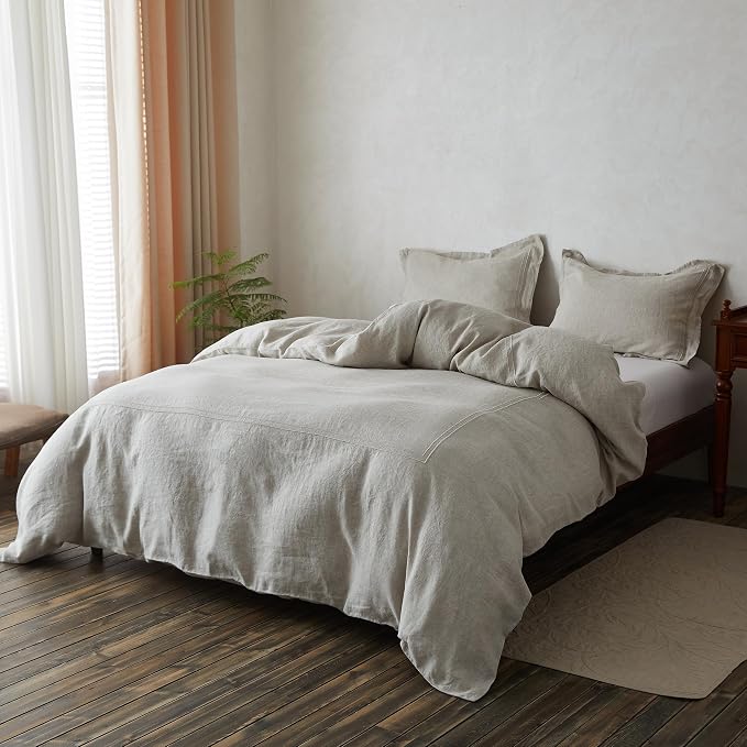 Simple&Opulence 100% Washed Linen Duvet Cover Set 78"x86" - Image 8