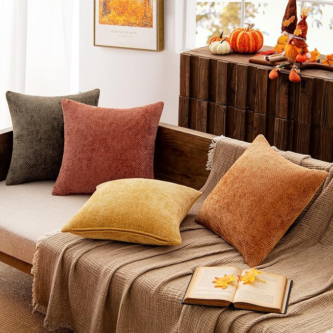 MIULEE Pack of 4 Orange/Yellow Couch Throw Pillow Covers 18x18 Inch Halloween - Image 9