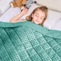 Teal Weighted Blanket Kids 7lbs, Cooling Minky Heavy Throw Blanket by BETU