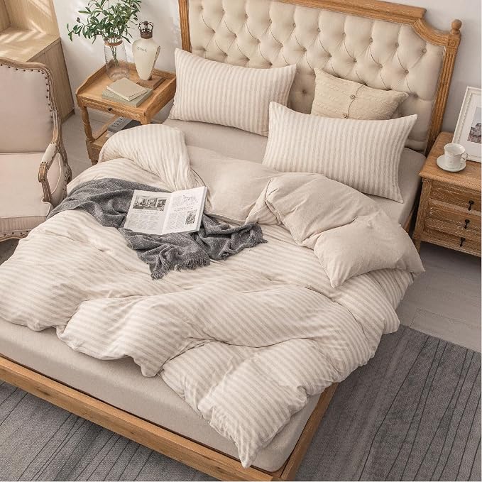 PURE ERA Jersey Knit Duvet Cover Set 100% T-Shirt Heather Cotton Super Soft - Image 2